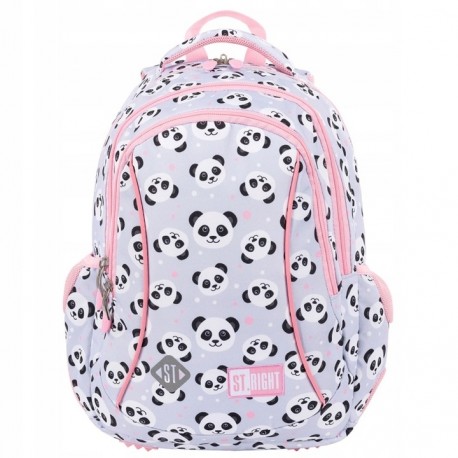 PLECAK SZKOLNY 3-KOMOROWY GREY PANDA ST.RIGHT BP-26