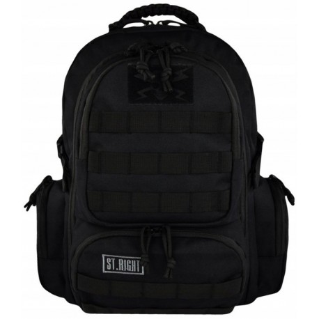 PLECAK SZKOLNY 4-KOMOROWY MILITARY BLACK WOJSKOWY CZARNY ST.RIGHT BP-36
